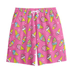 Cute Ice Cream Pattern Print Cotton Shorts