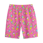 Cute Ice Cream Pattern Print Cotton Shorts
