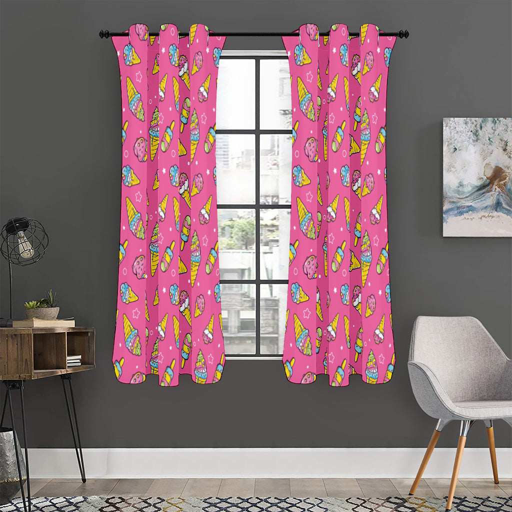 Cute Ice Cream Pattern Print Curtain