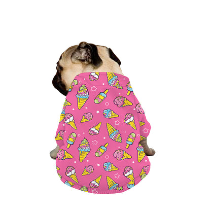 Cute Ice Cream Pattern Print Dog Zip Up Jacket