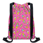 Cute Ice Cream Pattern Print Drawstring Backpack