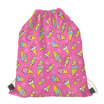 Cute Ice Cream Pattern Print Drawstring Bag