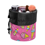 Cute Ice Cream Pattern Print Drawstring Makeup Bag
