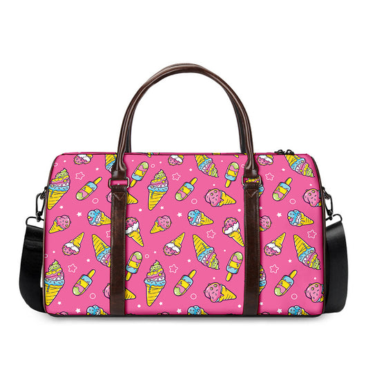 Cute Ice Cream Pattern Print Duffle Bag