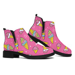 Cute Ice Cream Pattern Print Flat Ankle Boots