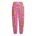 Cute Ice Cream Pattern Print Fleece Lined Knit Pants