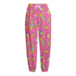 Cute Ice Cream Pattern Print Fleece Lined Knit Pants