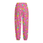 Cute Ice Cream Pattern Print Fleece Lined Knit Pants
