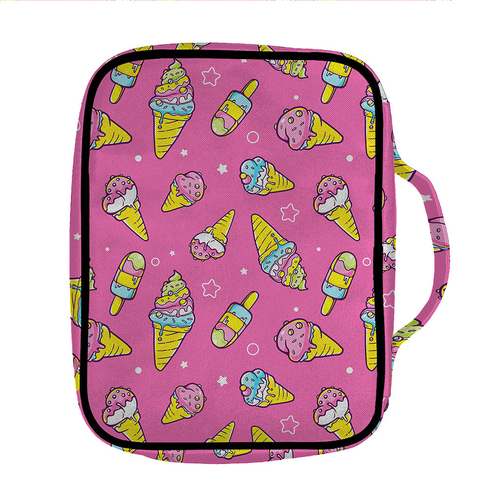 Cute Ice Cream Pattern Print Front Pocket Bible Bag