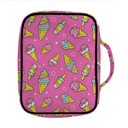 Cute Ice Cream Pattern Print Front Pocket Bible Bag