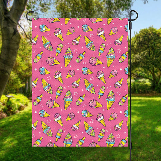 Cute Ice Cream Pattern Print Garden Flag