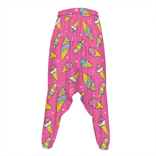 Cute Ice Cream Pattern Print Hammer Pants