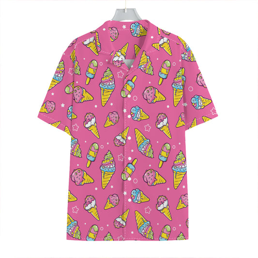 Cute Ice Cream Pattern Print Hawaiian Shirt