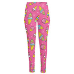 Cute Ice Cream Pattern Print High-Waisted Pocket Leggings