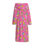 Cute Ice Cream Pattern Print Hooded Bathrobe