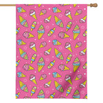 Cute Ice Cream Pattern Print House Flag
