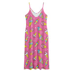 Cute Ice Cream Pattern Print Jersey Midi Cami Dress