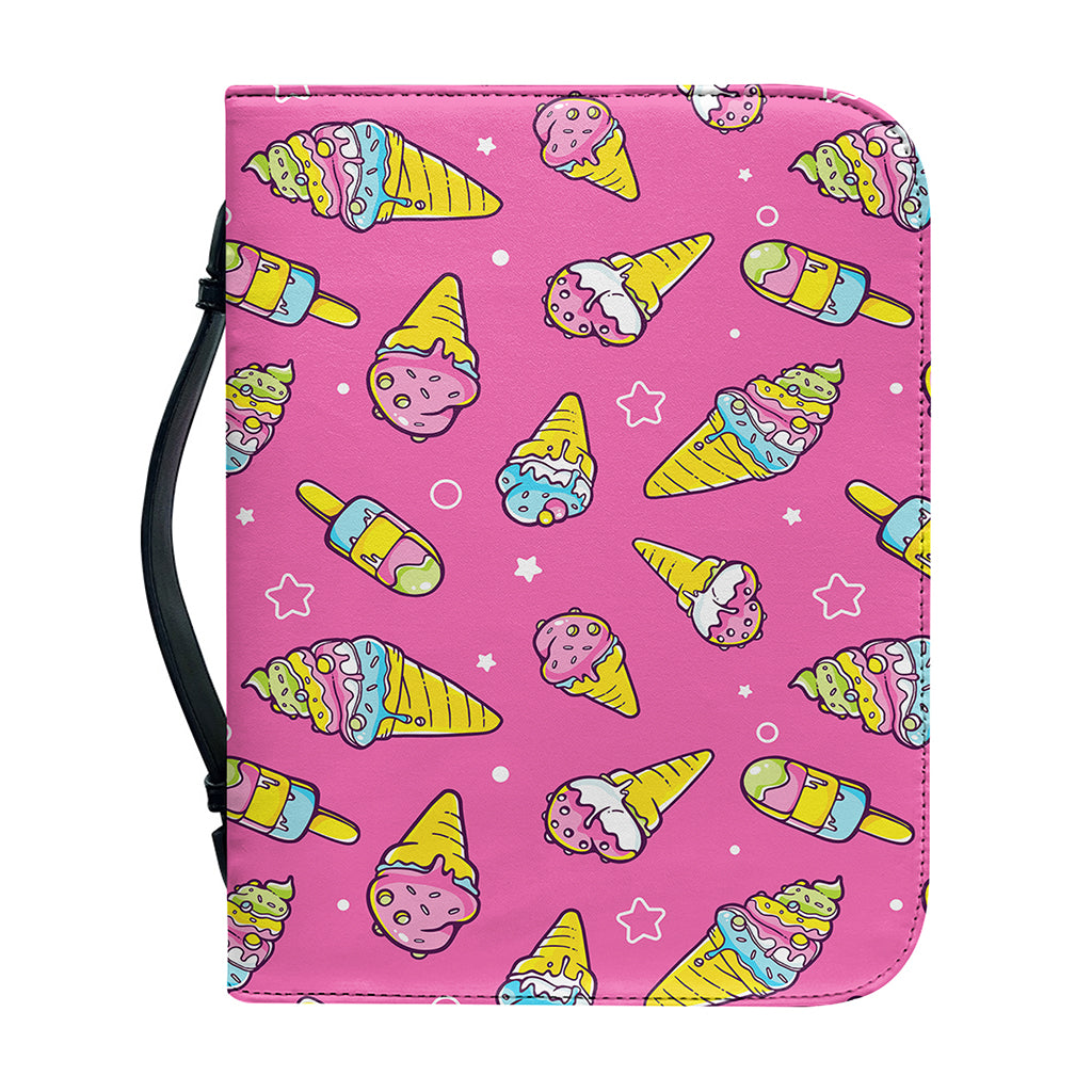 Cute Ice Cream Pattern Print Leather Bible Cover