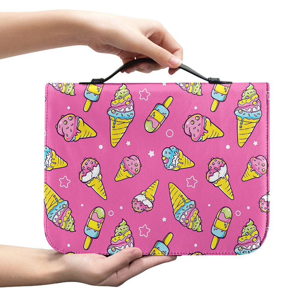 Cute Ice Cream Pattern Print Leather Bible Cover