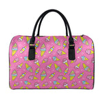 Cute Ice Cream Pattern Print Leather Duffle Bag
