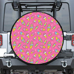 Cute Ice Cream Pattern Print Leather Spare Tire Cover