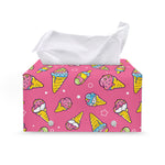 Cute Ice Cream Pattern Print Leather Tissue Box Cover