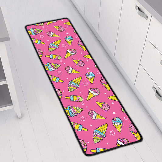 Cute Ice Cream Pattern Print Long Kitchen Mat