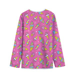 Cute Ice Cream Pattern Print Long Sleeve Short Coat