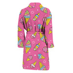 Cute Ice Cream Pattern Print Men's Bathrobe
