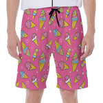 Cute Ice Cream Pattern Print Men's Beach Shorts
