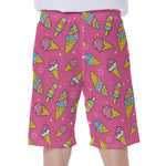 Cute Ice Cream Pattern Print Men's Beach Shorts