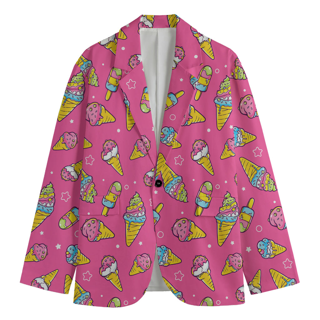 Cute Ice Cream Pattern Print Men's Blazer