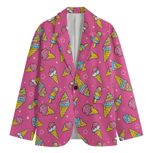 Cute Ice Cream Pattern Print Men's Blazer