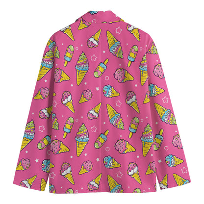 Cute Ice Cream Pattern Print Men's Blazer