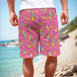 Cute Ice Cream Pattern Print Men's Cargo Shorts