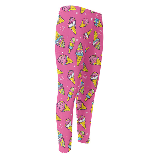 Cute Ice Cream Pattern Print Men's Compression Pants
