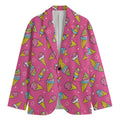 Cute Ice Cream Pattern Print Men's Cotton Blazer