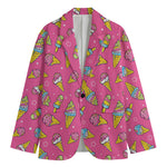 Cute Ice Cream Pattern Print Men's Cotton Blazer