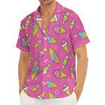 Cute Ice Cream Pattern Print Men's Deep V-Neck Shirt