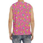 Cute Ice Cream Pattern Print Men's Fitness Tank Top
