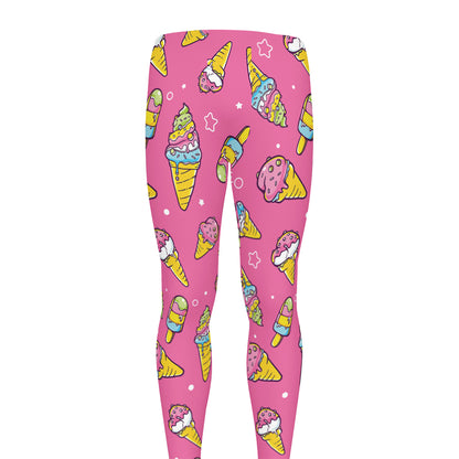 Cute Ice Cream Pattern Print Men's leggings