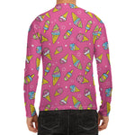 Cute Ice Cream Pattern Print Men's Long Sleeve Rash Guard