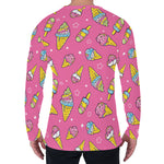Cute Ice Cream Pattern Print Men's Long Sleeve T-Shirt