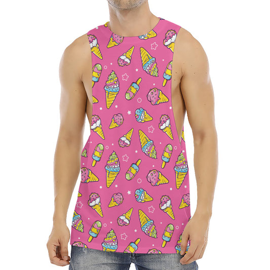 Cute Ice Cream Pattern Print Men's Muscle Tank Top