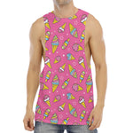 Cute Ice Cream Pattern Print Men's Muscle Tank Top