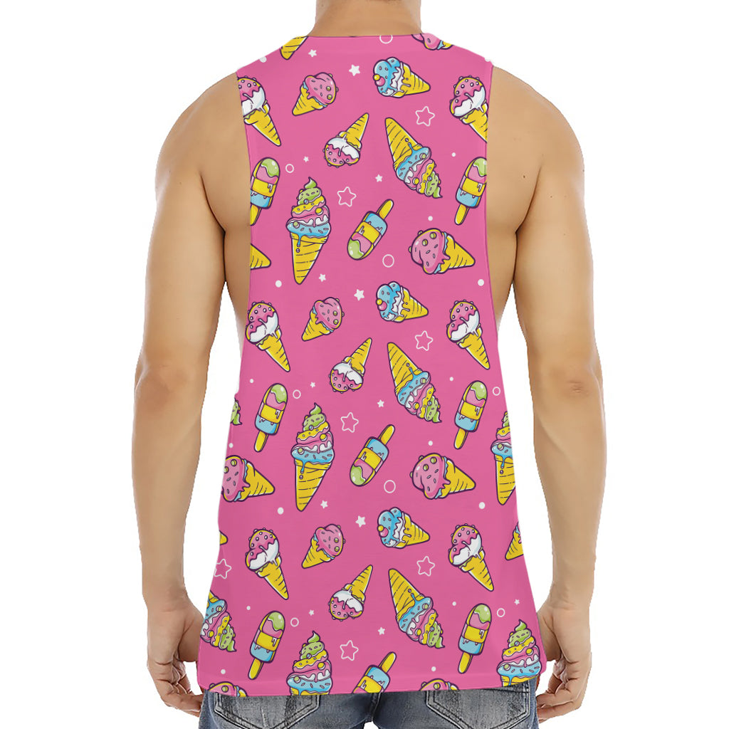 Cute Ice Cream Pattern Print Men's Muscle Tank Top