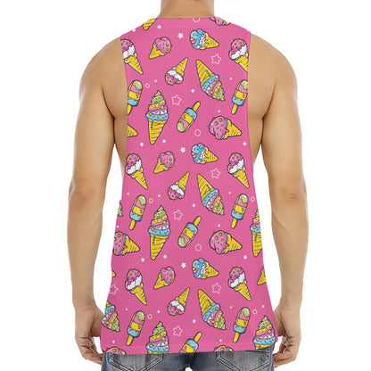 Cute Ice Cream Pattern Print Men's Muscle Tank Top