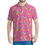 Cute Ice Cream Pattern Print Men's Polo Shirt