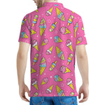 Cute Ice Cream Pattern Print Men's Polo Shirt