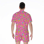 Cute Ice Cream Pattern Print Men's Rompers